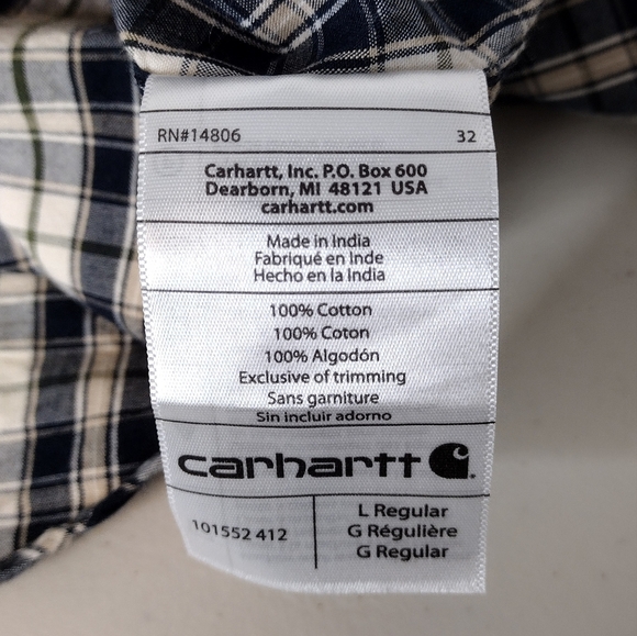 Carhartt Men's Plaid Relaxed Fit Western Cowboy Casual Button Down Shirt Sz L - Picture 5 of 14